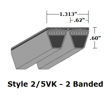 2/5VK1000 Wedge 2- Banded Kevlar V- Belt - 2/5VK - 100" O. C. - Beltsmart