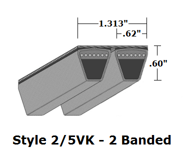 2/5VK3350 Wedge 2- Banded Kevlar V- Belt - 2/5VK - 335" O. C. - Beltsmart