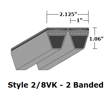 2/8VK1700 Wedge 2- Banded Kevlar V- Belt - 2/8VK - 170" O. C. - Beltsmart