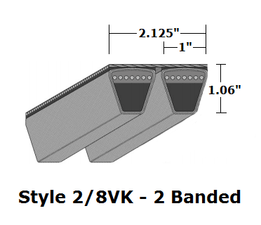 2/8VK2650 Wedge 2- Banded Kevlar V- Belt - 2/8VK - 265" O. C. - Beltsmart