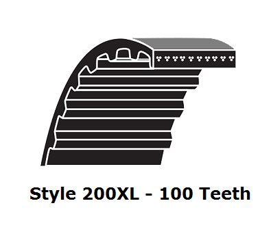 200XL037 XL Trapezoidal Timing Belt - 200XL - 100 Teeth - 0.37" Width - Beltsmart
