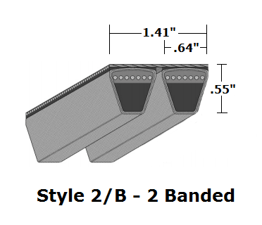 2/B173 Classical 2- Banded Wrapped V- Belt - 2/B - 176" O. C. - Beltsmart