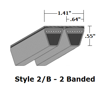 2/B91 Classical 2- Banded Wrapped V- Belt - 2/B - 94" O. C. - Beltsmart