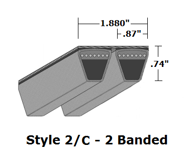 2/C330 Classical 2- Banded Wrapped V- Belt - 2/C - 332.2" O. C. - Beltsmart