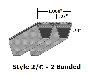 2/C96 Classical 2- Banded Wrapped V- Belt - 2/C - 100" O. C. - Beltsmart