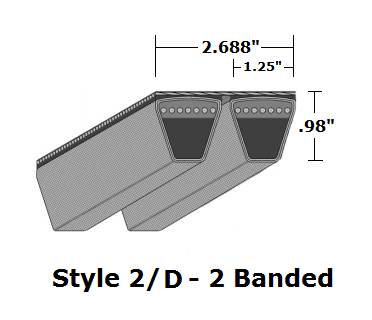 2/D420 Classical 2- Banded Wrapped V- Belt - 2/D - 422.7" O. C. - Beltsmart