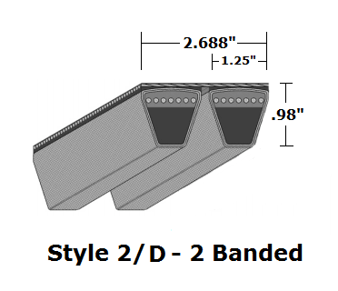 2/D255 Classical 2- Banded Wrapped V- Belt - 2/D - 257.7" O. C. - Beltsmart