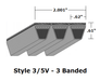 3/5V1180 Wedge 3- Banded Wrapped V- Belt - 3/5V - 118" O. C. - Beltsmart