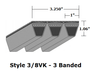 3/8VK2000 Wedge 3- Banded Kevlar V- Belt - 3/8VK - 200" O. C. - Beltsmart