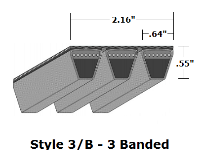 3/B73 Classical 3- Banded Wrapped V- Belt - 3/B - 76" O. C. - Beltsmart