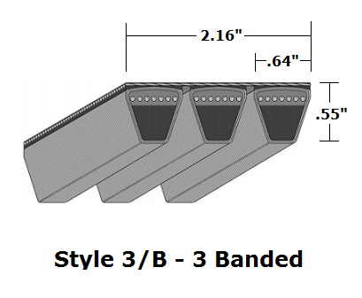 3/B195 Classical 3- Banded Wrapped V- Belt - 3/B - 198" O. C. - Beltsmart