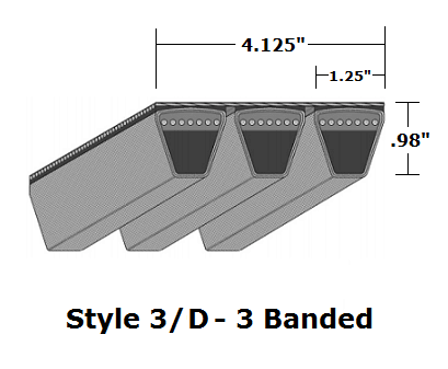 3/D540 Classical 3- Banded Wrapped V- Belt - 3/D - 542.7" O. C. - Beltsmart