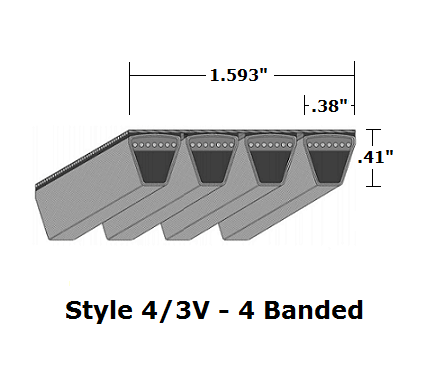 4/3V670 Wedge 4- Banded Wrapped V- Belt - 4/3V - 67" O. C. - Beltsmart