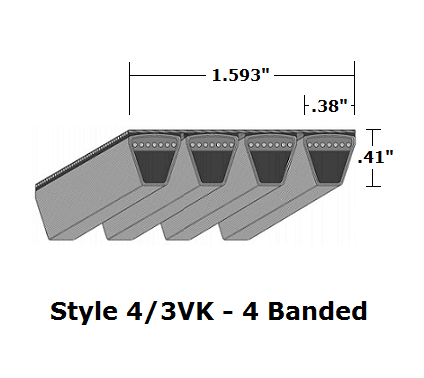 4/3VK950 Wedge 4- Banded Kevlar V- Belt - 4/3VK - 95" O. C. - Beltsmart