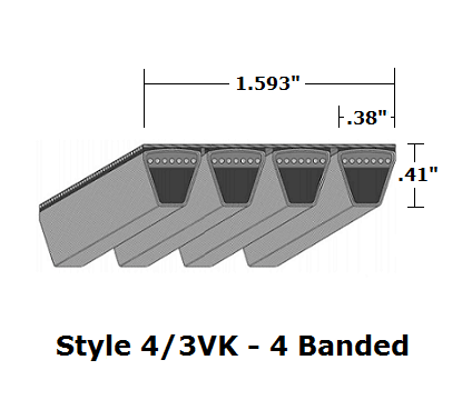 4/3VK900 Wedge 4- Banded Kevlar V- Belt - 4/3VK - 90" O. C. - Beltsmart