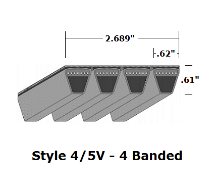 4/5V1600 Wedge 4- Banded Wrapped V- Belt - 4/5V - 160" O. C. - Beltsmart