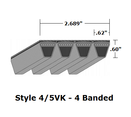 4/5VK1250 Wedge 4- Banded Kevlar V- Belt - 4/5VK - 125" O. C. - Beltsmart