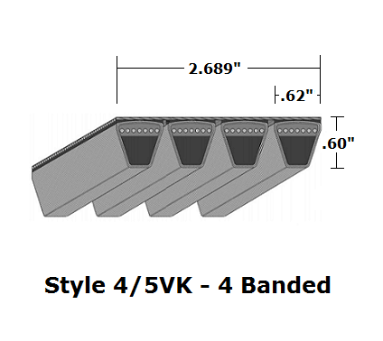 4/5VK1060 Wedge 4- Banded Kevlar V- Belt - 4/5VK - 106" O. C. - Beltsmart