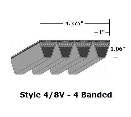 4/8V2120 Wedge 4- Banded Wrapped V- Belt - 4/8V - 212" O. C. - Beltsmart