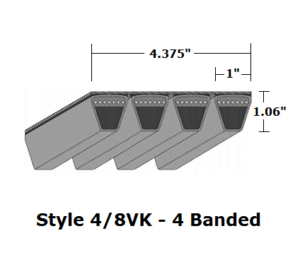 4/8VK4500 Wedge 4- Banded Kevlar V- Belt - 4/8VK - 450" O. C. - Beltsmart