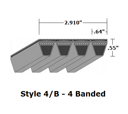 4/B255 Classical 4- Banded Wrapped V- Belt - 4/B - 256.4" O. C. - Beltsmart