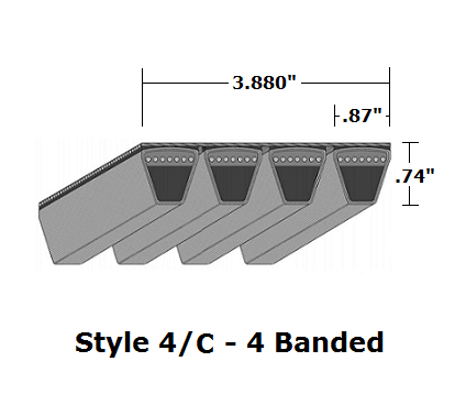 4/C144 Classical 4- Banded Wrapped V- Belt - 4/C - 148" O. C. - Beltsmart