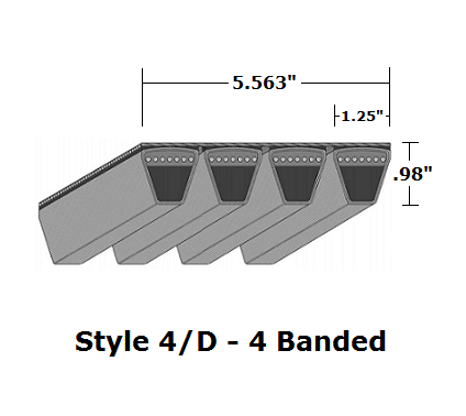 4/D360 Classical 4- Banded Wrapped V- Belt - 4/D - 362.7" O. C. - Beltsmart