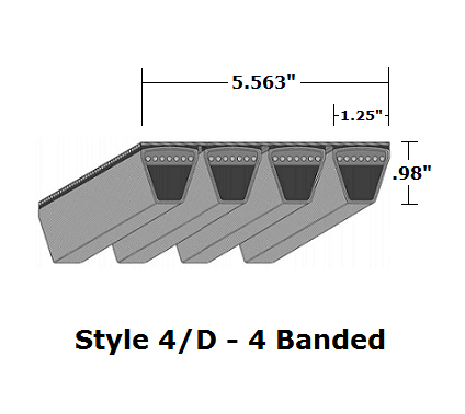 4/D420 Classical 4- Banded Wrapped V- Belt - 4/D - 422.7" O. C. - Beltsmart