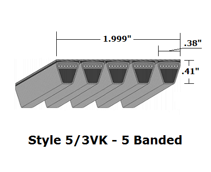 5/3VK1250 by Bestorq | Wedge 5- Banded Kevlar V-Belt | 5/3VK Section | 125" O.C.