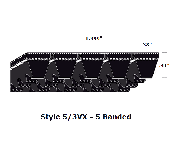 5/3VX710 Wedge 5- Banded Cogged Cut Edge V- Belt - 5/3VX - 71" O. C.