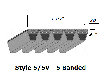 5/5V2650 Wedge 5- Banded Wrapped V- Belt - 5/5V - 265" O. C.