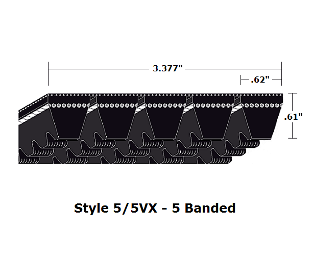 5/5VX900 by Bestorq | Wedge 5- Banded Cogged Cut Edge V-Belt | 5/5VX Section | 90" O.C.