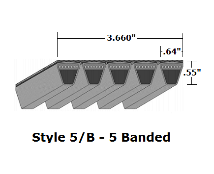 5/B255 Classical 5- Banded Wrapped V- Belt - 5/B - 256.4" O. C.