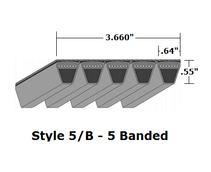 5/B55 by Bestorq | Classical 5- Banded Wrapped V-Belt | 5/B Section | 58" O.C.