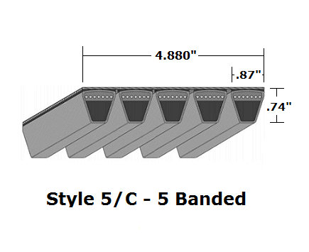 5/C315 by Bestorq | Classical 5- Banded Wrapped V-Belt | 5/C Section | 317.2" O.C.