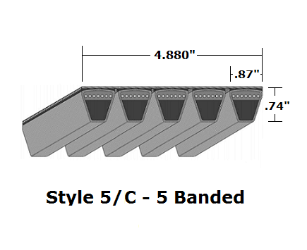 5/C85 Classical 5- Banded Wrapped V- Belt - 5/C - 89" O. C.