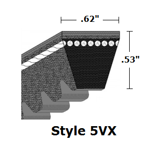 5VX1150 Cogged Wedge Raw Edge V- Belt - 5VX - 115" O. C.