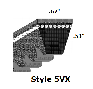 5VX500 by Bestorq | Cogged Wedge Raw Edge V-Belt | 5VX Section | 50" O.C.