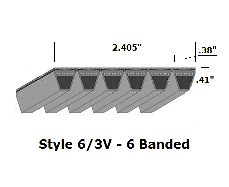 6/3V1120 by Bestorq | Wedge 6- Banded Wrapped V-Belt | 6/3V Section | 112" O.C.