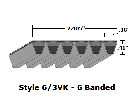 6/3VK1400 Wedge 6- Banded Kevlar V- Belt - 6/3VK - 140" O. C.