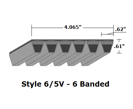 6/5V2240 by Bestorq | Wedge 6- Banded Wrapped V-Belt | 6/5V Section | 224" O.C.