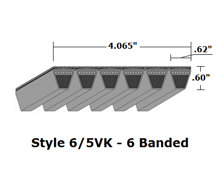 6/5VK3000 by Bestorq | Wedge 6- Banded Kevlar V-Belt | 6/5VK Section | 300" O.C.