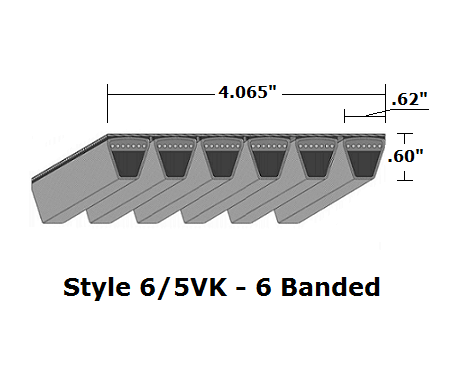 6/5VK750 Wedge 6- Banded Kevlar V- Belt - 6/5VK - 75" O. C.
