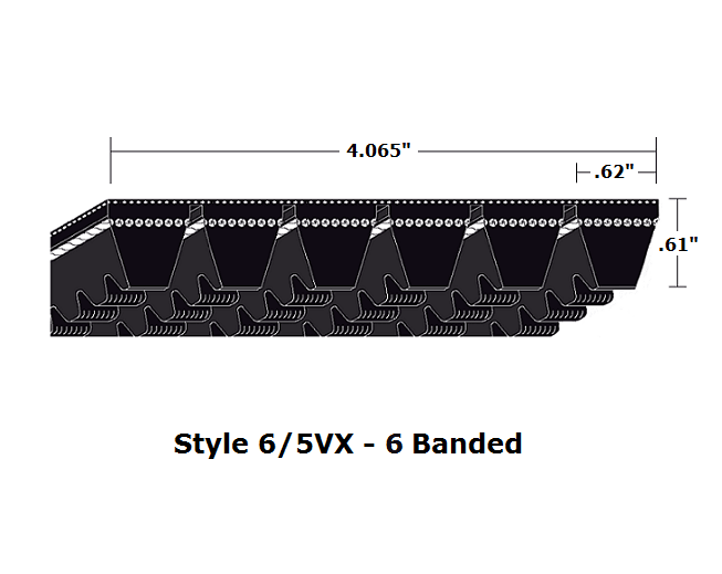 6/5VX1000 Wedge 6- Banded Cogged Cut Edge V- Belt - 6/5VX - 100" O. C.