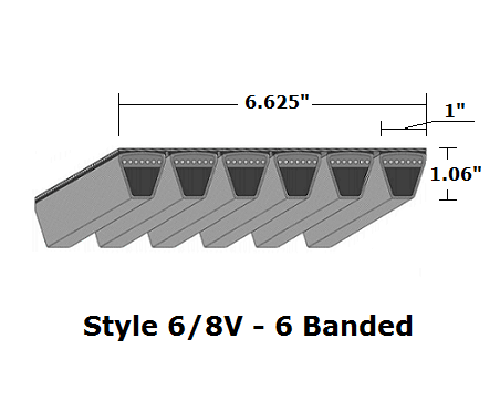 6/8V1600 by Bestorq | Wedge 6- Banded Wrapped V-Belt | 6/8V Section | 160" O.C.