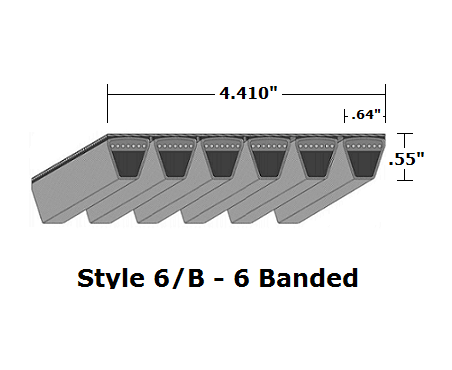 6/B149 Classical 6- Banded Wrapped V- Belt - 6/B - 152" O. C.