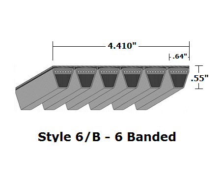 6/B255 by Bestorq | Classical 6- Banded Wrapped V-Belt | 6/B Section | 256.4" O.C.