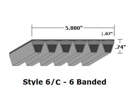 6/C105 Classical 6- Banded Wrapped V- Belt - 6/C - 109" O. C.