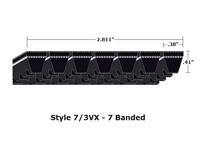 7/3VX340 Wedge 7- Banded Cogged Cut Edge V- Belt - 7/3VX - 34" O. C.