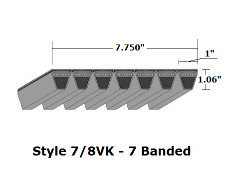 7/8VK2800 by Bestorq | Wedge 7- Banded Kevlar V-Belt | 7/8VK Section | 280" O.C.